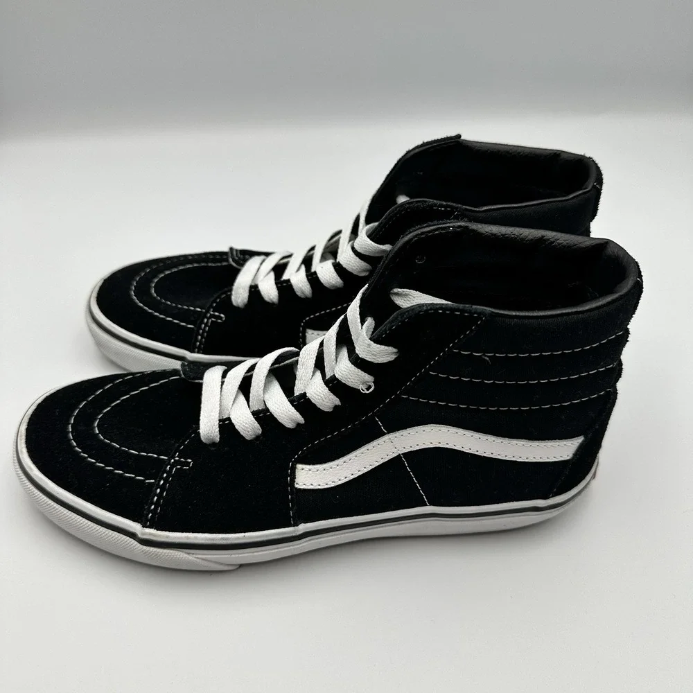 Vans Classic Sk8-Hi Black White High Top Shoes Suede Canvas US Youth 6.0